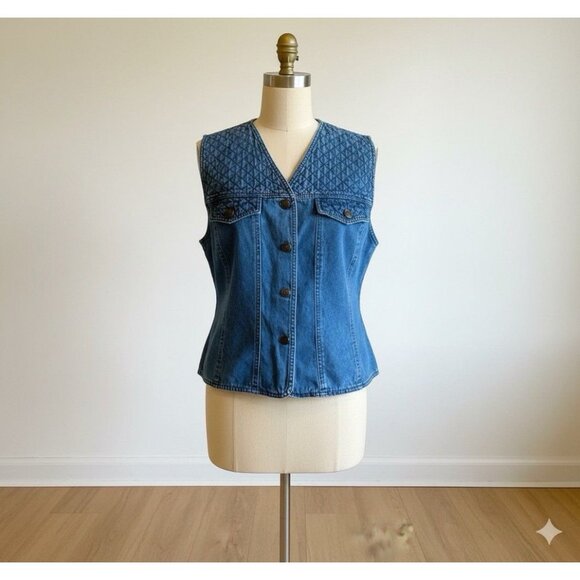 River Ridge Trading Co Vtg Denim Vest Unisex Western Gorpcore Y2K Retro Sz M - Picture 1 of 4